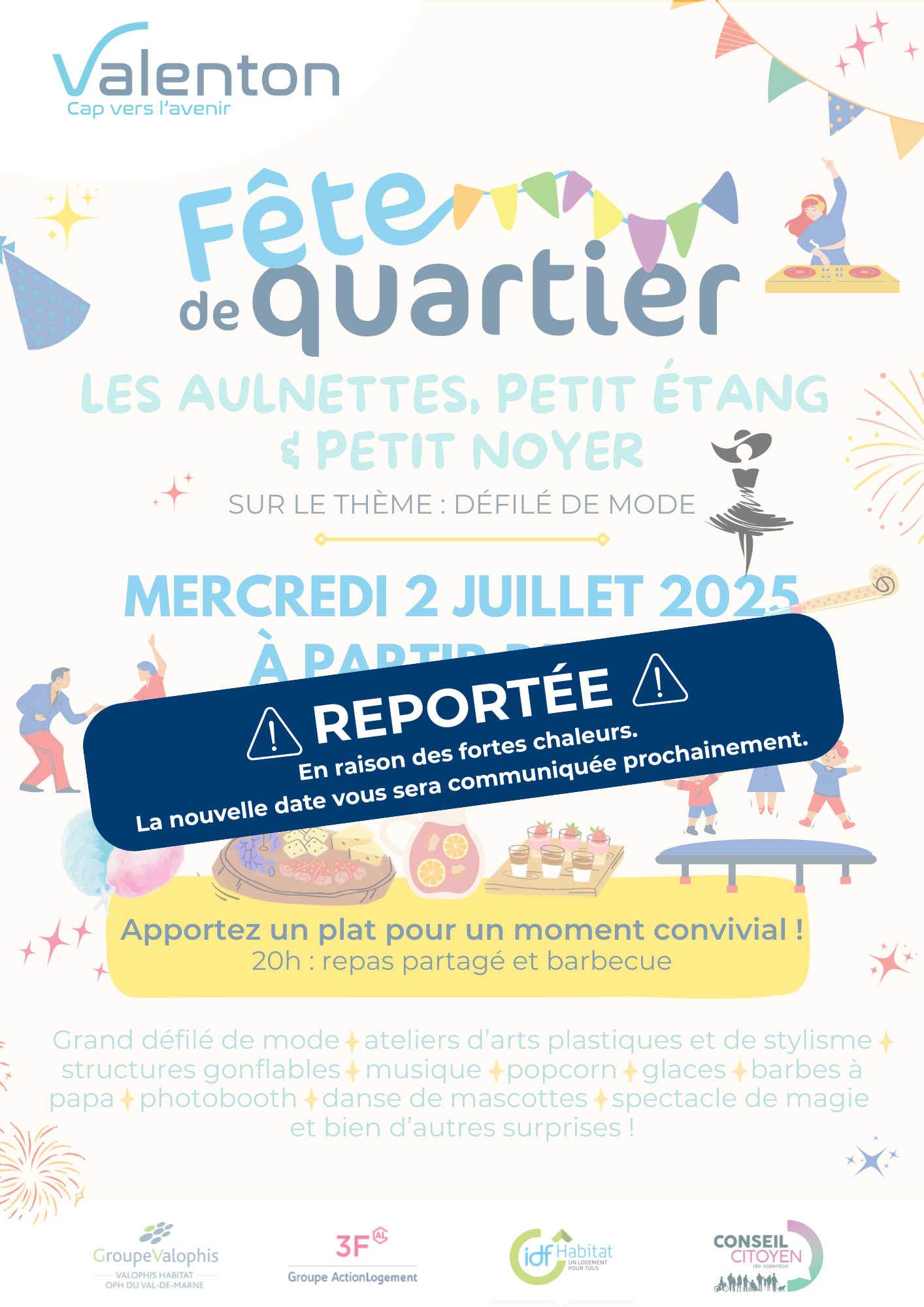 Flyer événement fête des voisins moderne illustratif coloré