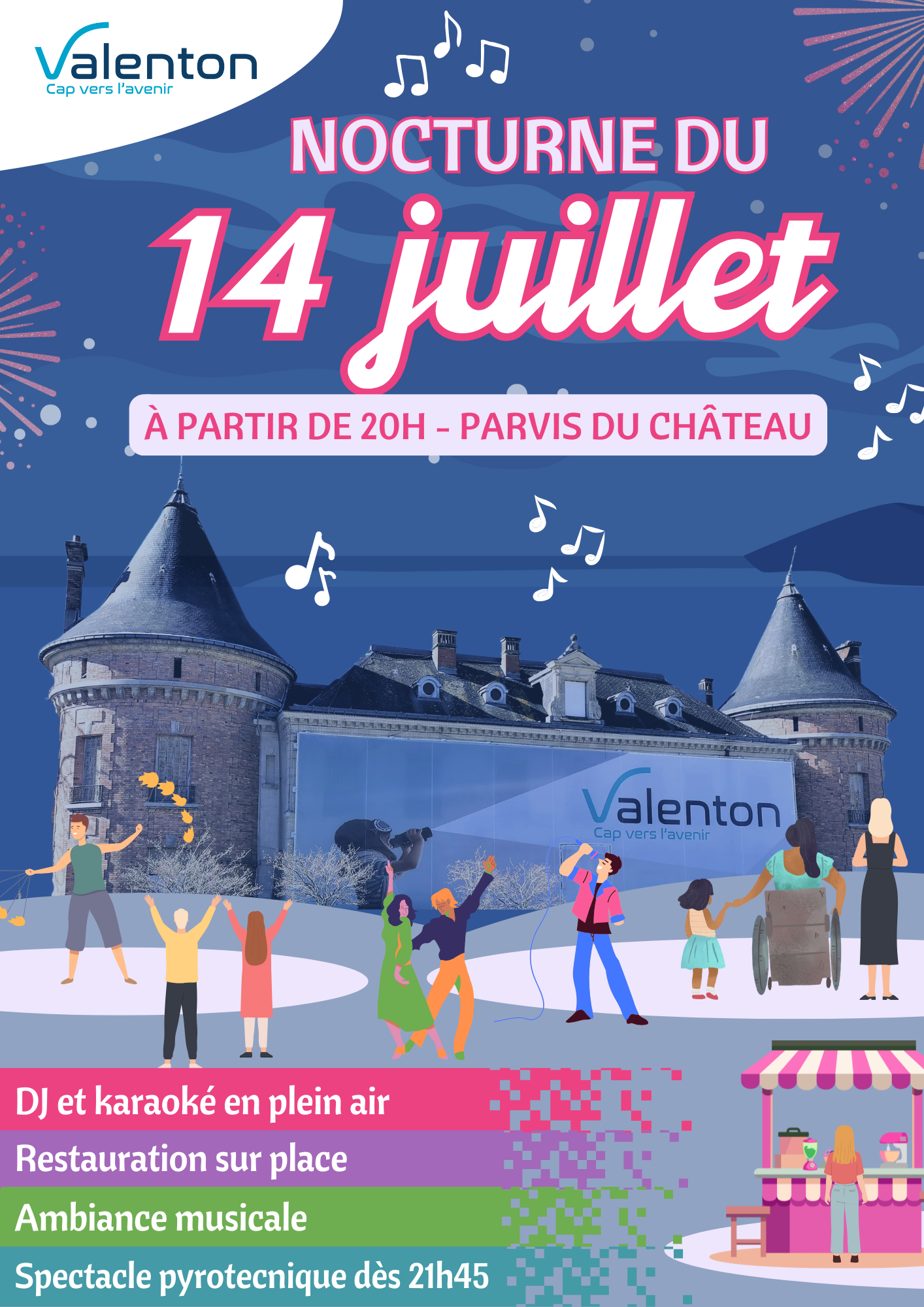 Affiche nocturne 14 juillet Projection film "When we were kings"