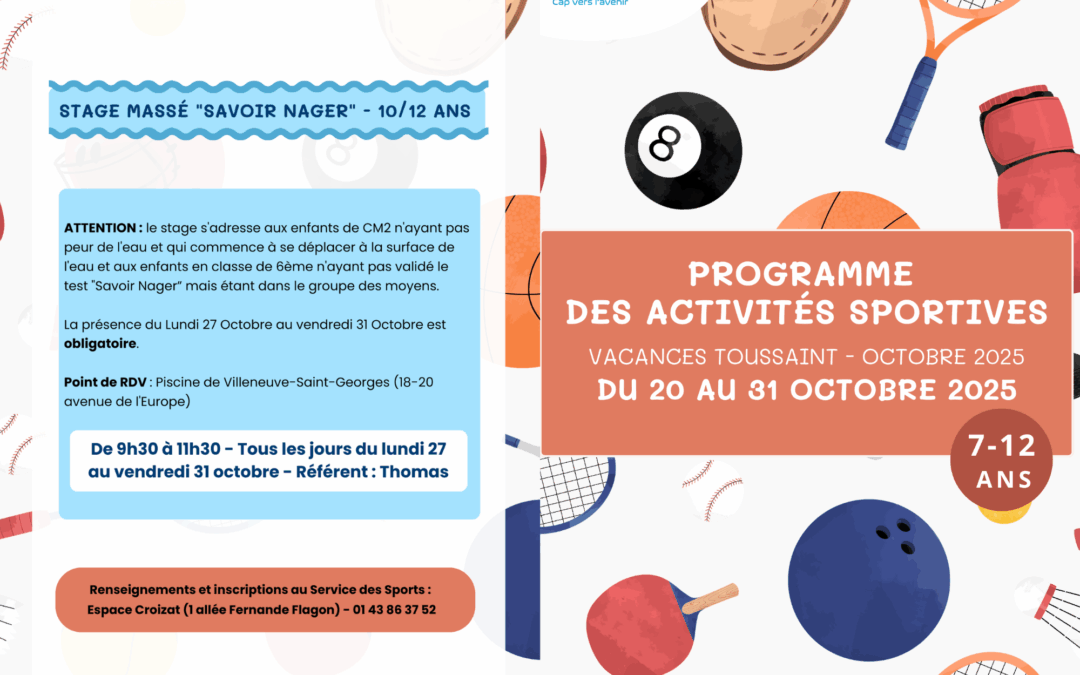 Programme activités sportives – Vacances toussaint